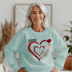 Personalized Heart Design Family T-shirt Sweatshirt with Kid‘s Names Christmas Mother's Day Birthday Gift for Mom Grandma Kid