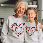 Personalized Heart Design Family T-shirt Sweatshirt with Kid‘s Names Christmas Mother's Day Birthday Gift for Mom Grandma Kid