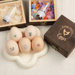 Personalized Hen Silhouette Petal Egg Safe Egg Stamp with Food Grade Ink and Wooden Box Birthday Gift for Family Farmer Breeder
