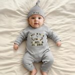 Personalised Just In Time For Hunting Season 100% Cotton Baby Romper Hat Set with Name Outdoor Activity Outfit Hunting Season Gift for Newborns Babies