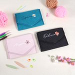Personalized Birth Flower Foldable Crochet Hook Organizer with Name Knitting Accessories Mother's Day Gift for Crochet Enthusiasts