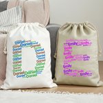 Personlig Ordmoln Initial Stor presentpåse med dragsko och namn Daglig användning Semester Julklapp till familj Vänner
