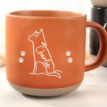 Personalizada Minimalista Gato Perro Línea de Arte 12 oz Taza de Cerámica con Nombre Aniversario Cumpleaños Regalo para los amantes de las mascotas