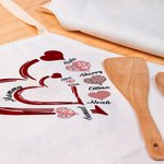 Personalized Double-Layer Heart Kid Adult Cooking Apron with Kid's Names and Pocket Mother's Day Christmas Gift for Grandma Kids