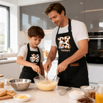 Personalised Highland Cow Kid Adult Baking Apron with Name Initial and Front Pocket Christmas Birthday Gift for Kids Family