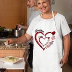 Personalized Double-Layer Heart Kid Adult Cooking Apron with Kid's Names and Pocket Mother's Day Christmas Gift for Grandma Kids