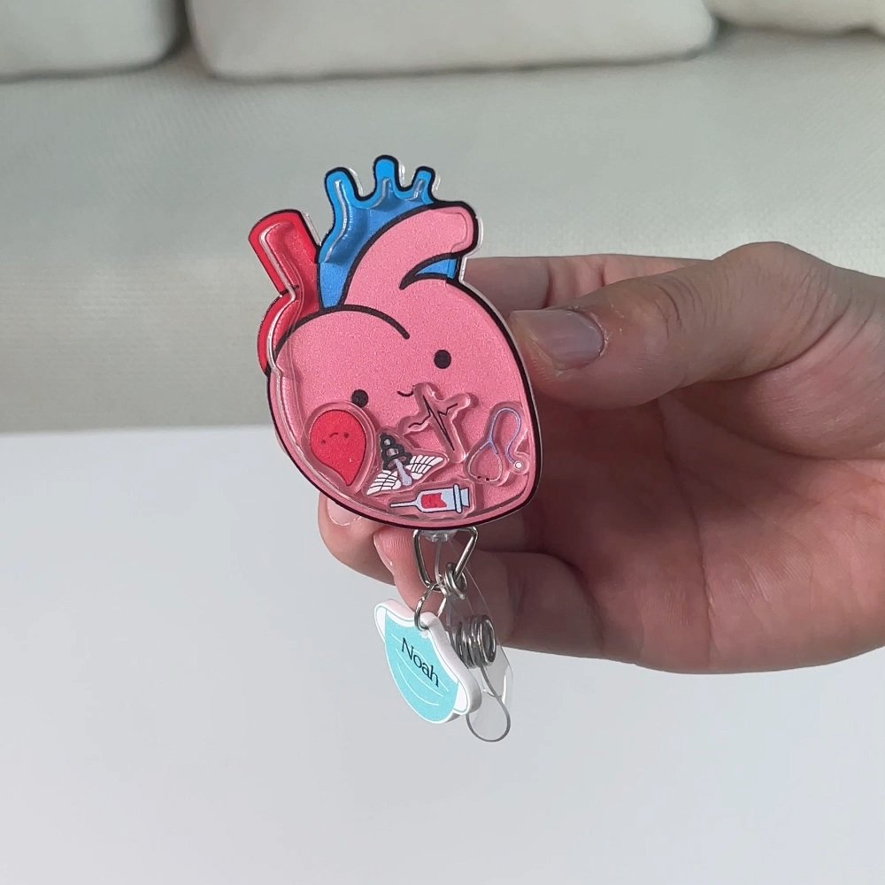Henkilökohtainen ihmisen elinten pillereitä Anestesia kone sisäänvedettävä Shaker Badge Reel kanssa nimi ja kaveri arvostus Sairaanhoitaja viikko lahja Sairaanhoitaja Lääkäri 6