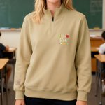 Personalized Embroidered Pencil Apple Quarter Zip Sweatshirt with Name Appreciation Back to School Gift for Teachers