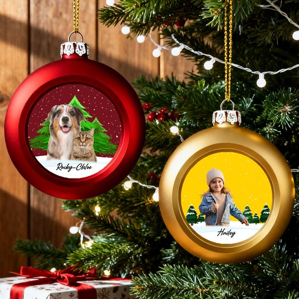 Personlig julfotobollprydnad med namn Hem träddekoration julklapp för familj vänner husdjursägare