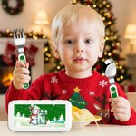 Personalised Cute Cartoon Snowman Initial Food-Grade Kid's Fork Spoon Knife 3 Pcs Cutlery Set with Name Daily Use Christmas Gift for Kids
