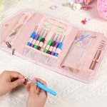 Personalized Birth Flower Foldable Crochet Hook Organizer with Name Knitting Accessories Mother's Day Gift for Crochet Enthusiasts
