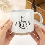 Personalizada Minimalista Gato Perro Línea de Arte 12 oz Taza de Cerámica con Nombre Aniversario Cumpleaños Regalo para los amantes de las mascotas