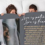 Personalized Love is Patient Kind Photo Soft Throw Blanket with Name and Date Valentine's Day Anniversary Wedding Gift for Couple