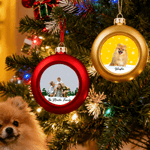 Personalized Christmas Photo Ball Ornament with Name Home Tree Decor Christmas Gift for Family Friends Pet Owners