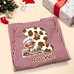 Personalised Highland Cow Kid Adult Baking Apron with Name Initial and Front Pocket Christmas Birthday Gift for Kids Family