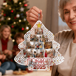 Ornamento personalizzato a forma di albero di Natale con 9 foto e anno Regalo di Natale Anniversario Compleanno per gli amici della famiglia