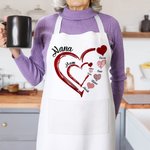 Personalized Double-Layer Heart Kid Adult Cooking Apron with Kid's Names and Pocket Mother's Day Christmas Gift for Grandma Kids