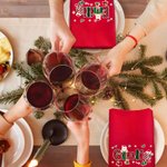 Tovagliolo rosso personalizzato in cotone con alfabeto e Babbo Natale decorazione per feste regalo di Natale per amici e famiglia