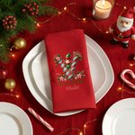 Personalized Merry Christmas Cute Elf Initial 100% Cotton Red Christmas Napkin with Name Table Decor Christmas Gift for Family Friends