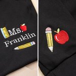 Personalized Embroidered Pencil Apple Quarter Zip Sweatshirt with Name Appreciation Back to School Gift for Teachers