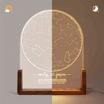 Gepersonaliseerde sterrenkaart acryl LED nachtlampje met tekst en houten basis verjaardag bruiloft jubileum kerstcadeau voor familie paar