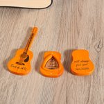 Personalized Wooden Guitar-Shaped Guitar Pick Holder with Engraved Text and 1-4 Picks Music Accessories Christmas Birthday Gift for Guitar Player