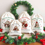 Henkilökohtainen Santa Claus Snowman Poro Design Canvas kiristysnauha lahjapussi nimi joululahja lapsille perheelle