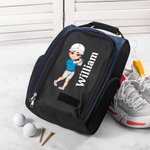 Sac à Chaussures de Golf Personnalisé avec Personnage de Dessin Animé Fleur de Naissance et Nom Cadeau Anniversaire pour Amateurs de Golf