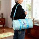 Personlig fødselsblomst Stripete stor duffelbag med navn og skulderstropp Sport Travel Essentials Julebursdagsgave til kvinner