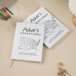 Gepersonaliseerd USA Adventure Map Naam Tijdschrift Notebook met gelinieerde pagina's en Cover Naam Gap Year Afstuderen Gift voor kinderen Afgestudeerden