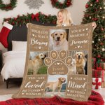 Personalized 4 Pet Photos Love Paw Soft Throw Blanket with Name Remembrance In Loving Memory Sympathy Gift for Loss of Pets