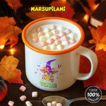 Personalized Multicolour Classic Cartoon Bats Halloween Witch Marsupilami 12 oz Enamel Mug with Name Halloween Gift for Kids | Callie × Marsupilami®