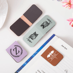 Personalizado Búho Dragón Monograma Diseño Multicolor PU Cuero Marcapáginas Magnético Clip con Nombre e Inicial Cumpleaños Regalo para la Familia Amantes de los Libros