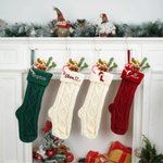 Gepersonaliseerde Gebreide Kerstsok met Geborduurde Naamletter Openhaard- en Kerstboomdecoratie Kerstcadeau voor Familie en Vrienden