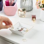 Personalized Watercolor Mom and Baby Animals Square Ceramic Trinket Jewelry Dish with Name and Text Home Decor Christmas Birthday Gift for Family 3