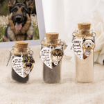 Personalisiertes Tierhaar-Aufbewahrungsglas mit Herzanhänger | mit Foto und Namen | Gedenkflasche | Andenken Erinnerung Geschenk für Haustierbesitzer