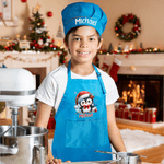 Henkilökohtainen sarjakuva joulu hattu Animal säädettävä Kid esiliina Chef Hat Set nimi ja tasku ruoanlaittoon joululahja lapsille