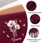 Personalized Watercolor Style Flower Multicolor Super Soft Tassel Warm Scarf with Name Christmas Birthday Anniversary Gift for Family Friends 6