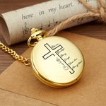 Orologio da tasca personalizzato con croce cristiana della Bibbia e nome inciso Compleanno, laurea, battesimo, regalo per padre figlio di Cristo