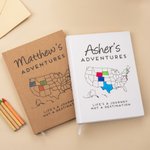 Gepersonaliseerd USA Adventure Map Naam Tijdschrift Notebook met gelinieerde pagina's en Cover Naam Gap Year Afstuderen Gift voor kinderen Afgestudeerden