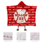Manta con capucha multicolor personalizada con nombre y número de equipo de béisbol pelota de baloncesto regalo de cumpleaños para los amantes del deporte