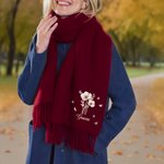 Personalized Watercolor Style Flower Multicolor Super Soft Tassel Warm Scarf with Name Christmas Birthday Anniversary Gift for Family Friends 3