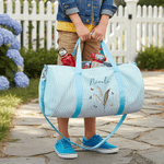 Personlig fødselsblomst Stripete stor duffelbag med navn og skulderstropp Sport Travel Essentials Julebursdagsgave til kvinner