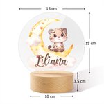 Luce notturna personalizzata in acrilico con animali carini e nome, base in legno, decor per camera - Regalo di compleanno per bambini