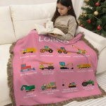Personalisierte Bauwagen Multicolor weiche Quaste Decke mit Namen Geburtstag Weihnachten Geschenk für Kinder LKW-Liebhaber