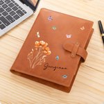 Personalised Multiple Watercolour Flower PU Leather Notebook Cover with Name Christmas Birthday Gift for Women Friends