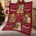 Personalized 4 Pet Photos Love Paw Soft Throw Blanket with Name Remembrance In Loving Memory Sympathy Gift for Loss of Pets