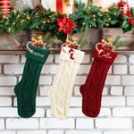 Gepersonaliseerde Gebreide Kerstsok met Geborduurde Naamletter Openhaard- en Kerstboomdecoratie Kerstcadeau voor Familie en Vrienden