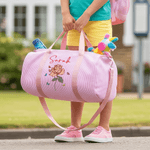 Personlig fødselsblomst Stripete stor duffelbag med navn og skulderstropp Sport Travel Essentials Julebursdagsgave til kvinner
