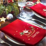 Servilleta personalizada de Papá Noel en 100% algodón con nombre para decoración de mesa regalo de Navidad para familia y amigos
